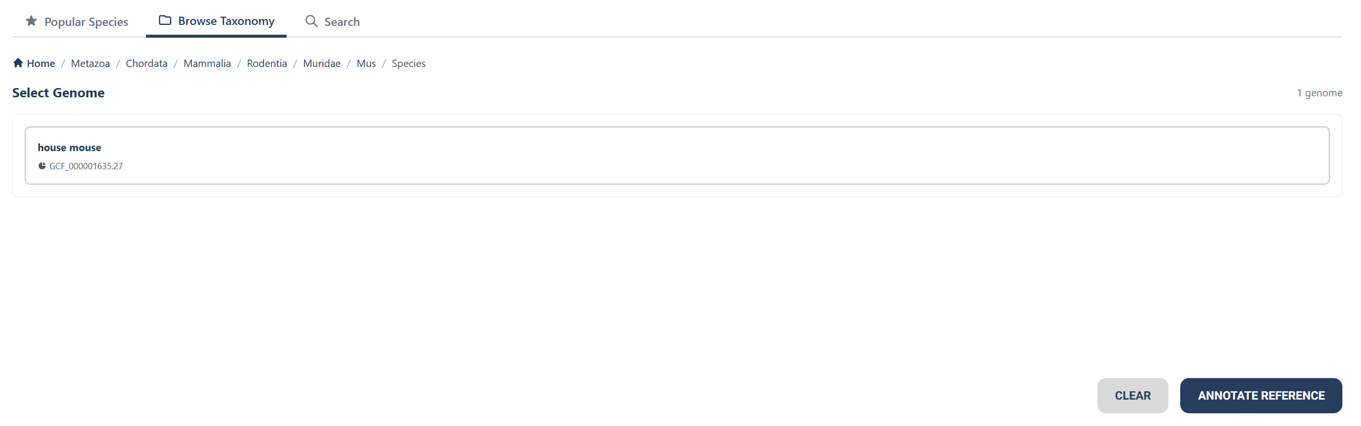 Using taxonomy for reference genomes